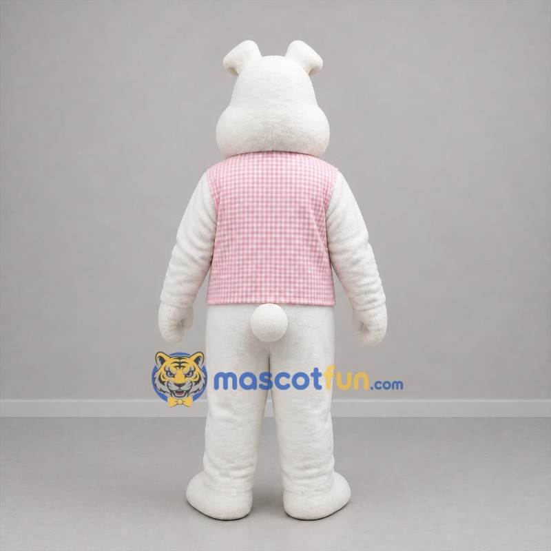 Custom White and Pink Bunny Mascot Costume Adult Full Body Suit for Easter Events