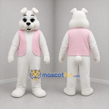 Custom White and Pink Bunny Mascot Costume Adult Full Body Suit for Easter Events