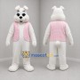 Custom White and Pink Bunny Mascot Costume Adult Full Body Suit for Easter Events