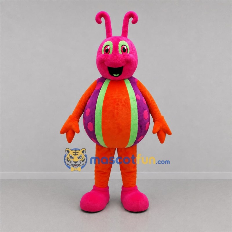 Custom Pink and Orange Ladybug Mascot Costume Adult Full Body Suit for Garden Events
