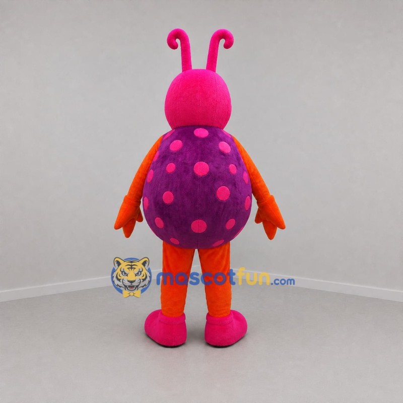 Custom Pink and Orange Ladybug Mascot Costume Adult Full Body Suit for Garden Events