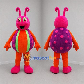 Custom Pink and Orange Ladybug Mascot Costume Adult Full Body Suit for Garden Events