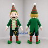 Custom Green and Red Christmas Elf Mascot Costume Adult Full Body Suit for Christmas Events