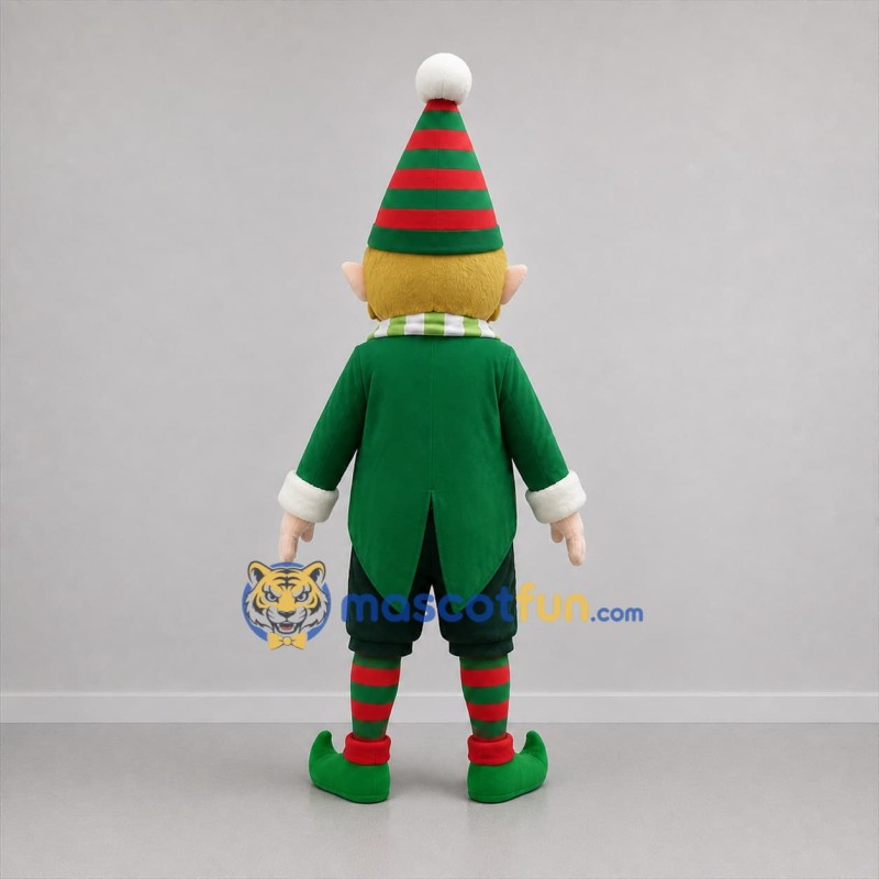 Custom Green and Red Christmas Elf Mascot Costume Adult Full Body Suit for Christmas Events