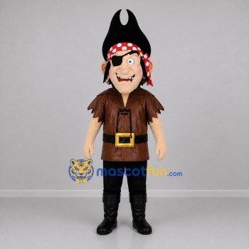 Custom Brown and Black Pirate Mascot Costume Adult Full Body Suit for Pirate Parties