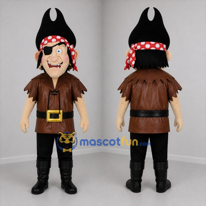 Custom Brown and Black Pirate Mascot Costume Adult Full Body Suit for Pirate Parties