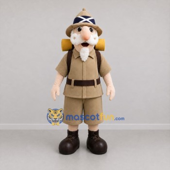 Custom Tan and Brown Explorer Mascot Costume Adult Full Body Suit for Adventure Events