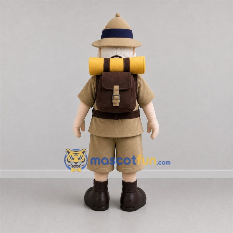 Custom Tan and Brown Explorer Mascot Costume Adult Full Body Suit for Adventure Events