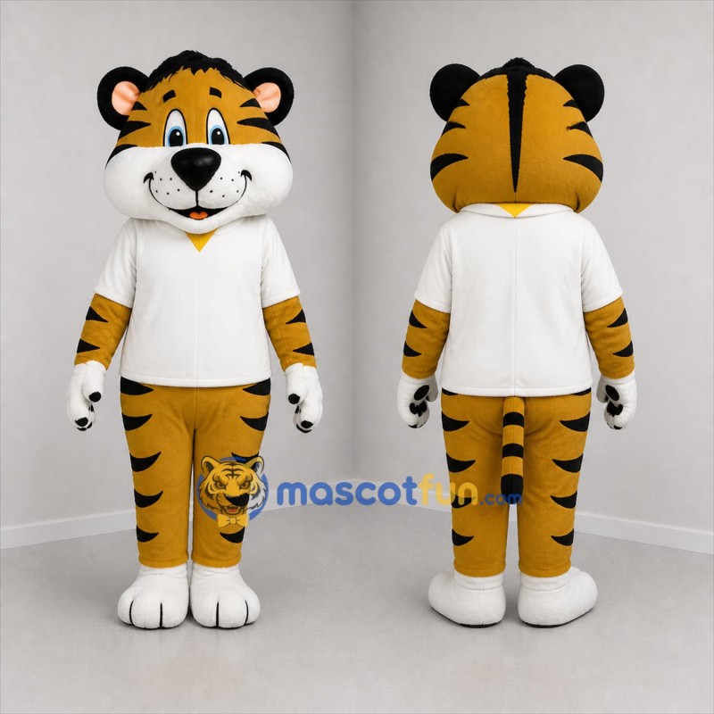 Custom Orange and White Tiger Mascot Costume Adult Full Body Suit for School Events