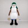 Custom White and Green Snowman Mascot Costume Adult Full Body Suit for Winter Events