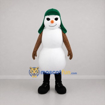 Custom White and Green Snowman Mascot Costume Adult Full Body Suit for Winter Events