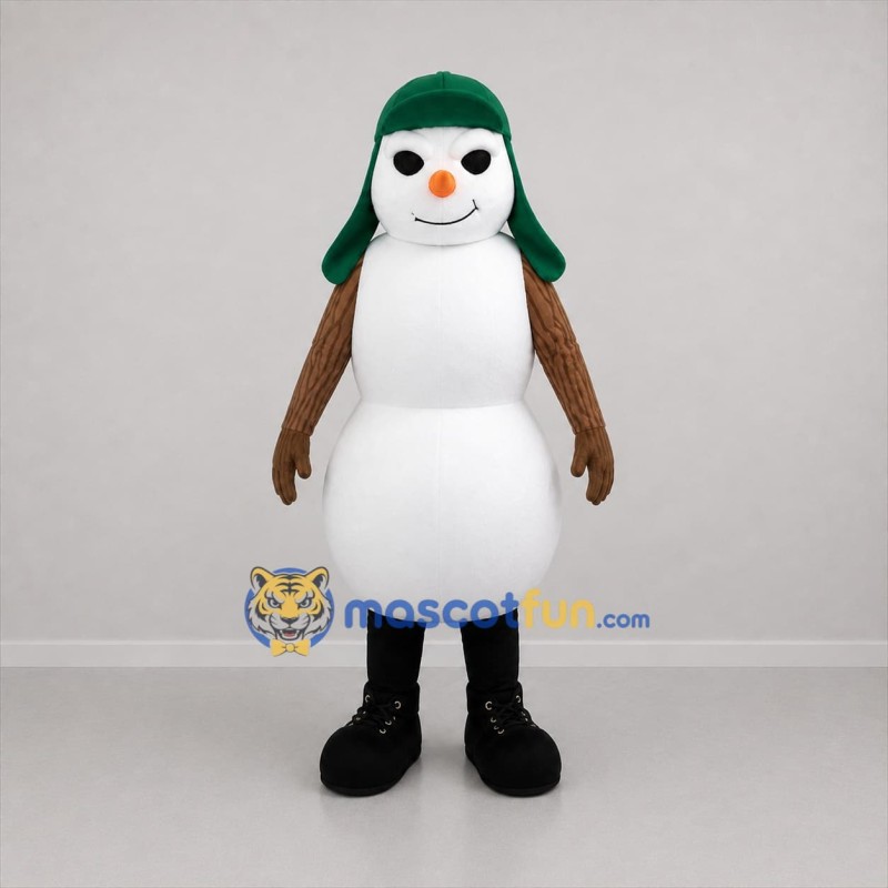 Custom White and Green Snowman Mascot Costume Adult Full Body Suit for Winter Events
