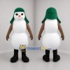 Custom White and Green Snowman Mascot Costume Adult Full Body Suit for Winter Events