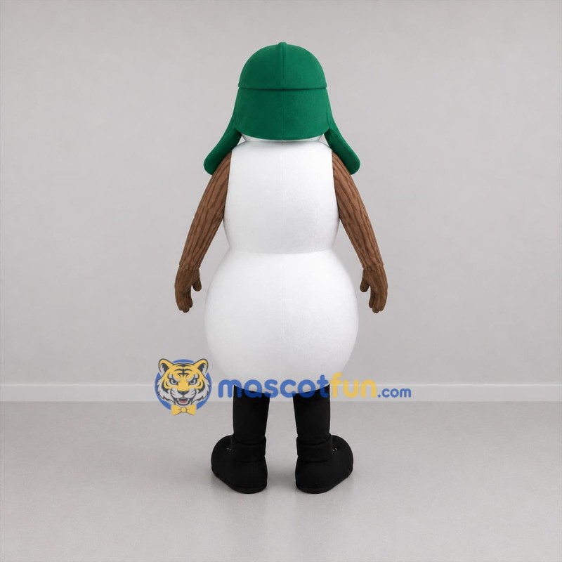 Custom White and Green Snowman Mascot Costume Adult Full Body Suit for Winter Events