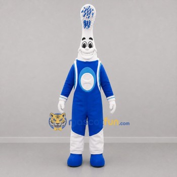 Custom Blue and White Toothbrush Mascot Costume Adult Full Body Suit for Dental Events