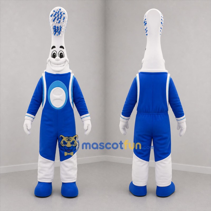 Custom Blue and White Toothbrush Mascot Costume Adult Full Body Suit for Dental Events