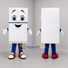 Custom White and Blue Refrigerator Mascot Costume Adult Full Body Suit for Appliance Promotions