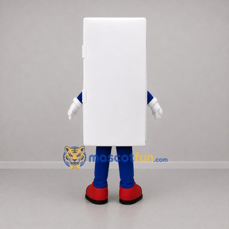 Custom White and Blue Refrigerator Mascot Costume Adult Full Body Suit for Appliance Promotions