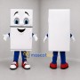 Custom White and Blue Refrigerator Mascot Costume Adult Full Body Suit for Appliance Promotions