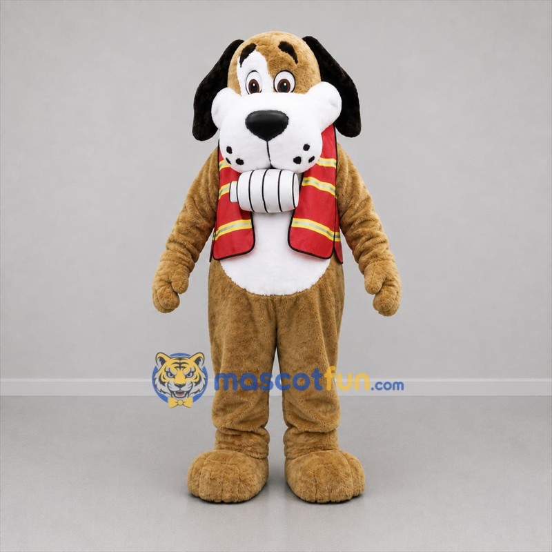 Custom Brown and Red Rescue Dog Mascot Costume Adult Full Body Suit for Community Events