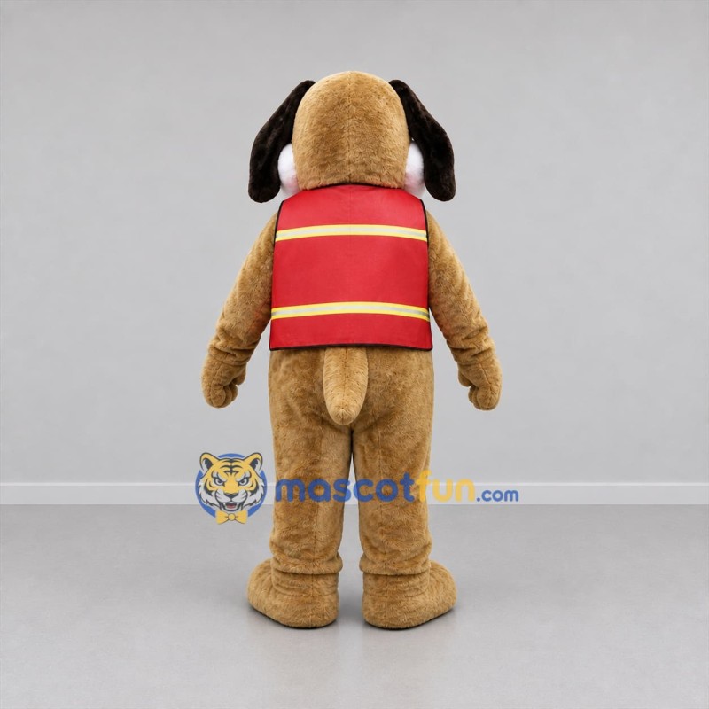 Custom Brown and Red Rescue Dog Mascot Costume Adult Full Body Suit for Community Events