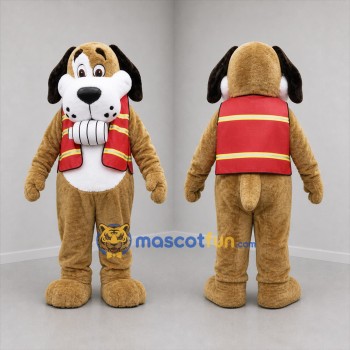 Custom Brown and Red Rescue Dog Mascot Costume Adult Full Body Suit for Community Events