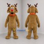 Custom Brown and Red Dog with Antlers Mascot Costume Adult Full Body Suit for Christmas Events