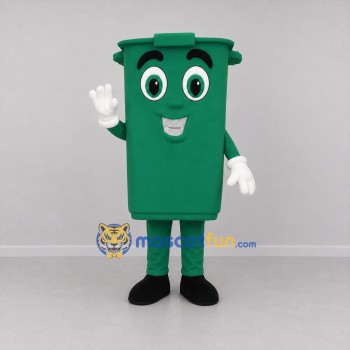 Custom Green Trash Bin Mascot Costume Adult Full Body Suit for Community Cleanup Events