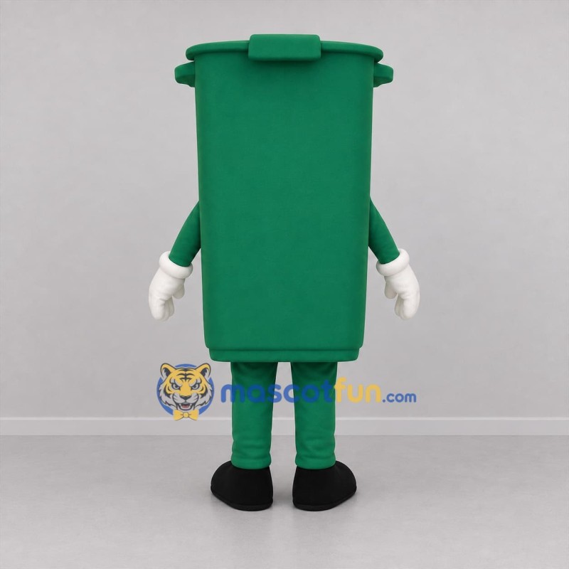 Custom Green Trash Bin Mascot Costume Adult Full Body Suit for Community Cleanup Events