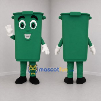 Custom Green Trash Bin Mascot Costume Adult Full Body Suit for Community Cleanup Events