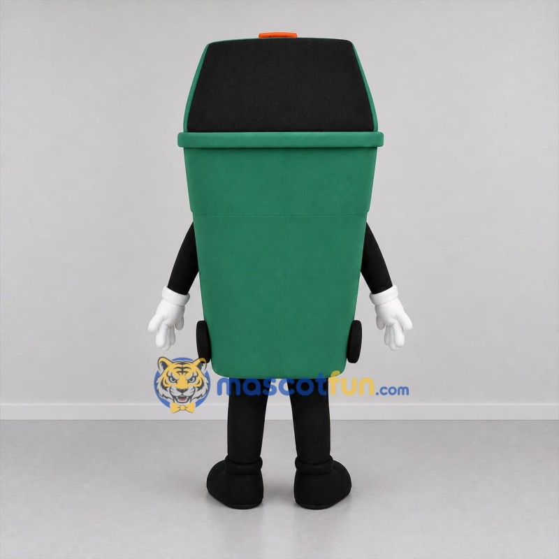Custom Green and Black Trash Bin Mascot Costume Adult Full Body Suit for Community Cleanup Events