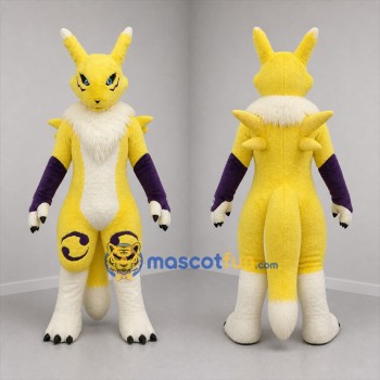 Custom Yellow and Purple Fantasy Fox Mascot Costume Adult Full Body Suit for Cosplay Events