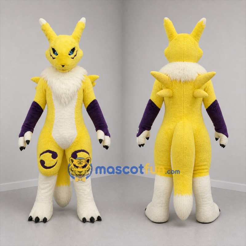 Custom Yellow and Purple Fantasy Fox Mascot Costume Adult Full Body Suit for Cosplay Events
