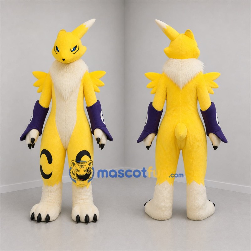 Custom Yellow and Purple Fantasy Fox Mascot Costume Adult Full Body Suit for Cosplay Events