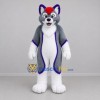 Custom Gray and Purple Canine Mascot Costume Adult Full Body Suit for Cosplay Events