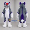 Custom Gray and Purple Canine Mascot Costume Adult Full Body Suit for Cosplay Events