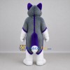 Custom Gray and Purple Canine Mascot Costume Adult Full Body Suit for Cosplay Events