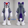 Custom Gray and Purple Canine Mascot Costume Adult Full Body Suit for Cosplay Events