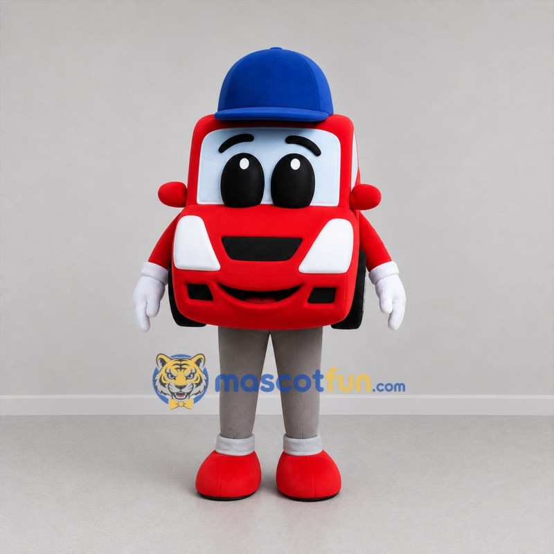 Custom Red and Blue Car Mascot Costume Adult Full Body Suit for Automotive Events
