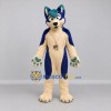 Custom Blue and Cream Canine Mascot Costume Adult Full Body Suit for Cosplay Events