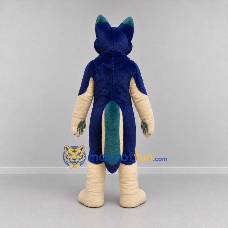 Custom Blue and Cream Canine Mascot Costume Adult Full Body Suit for Cosplay Events