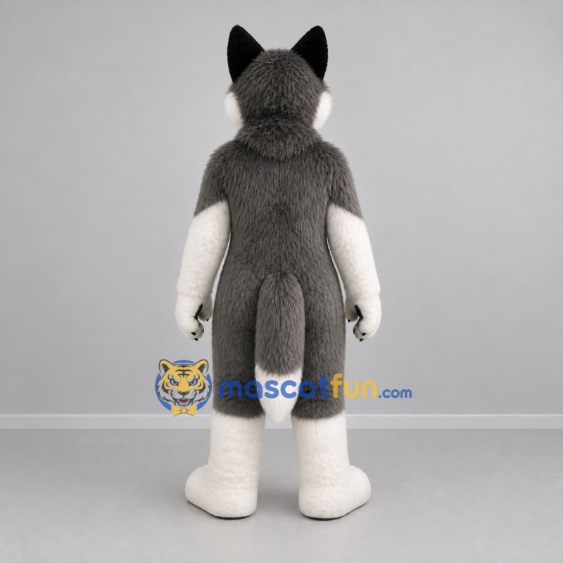 Custom Gray and White Wolf Mascot Costume Adult Full Body Suit for Wildlife Events