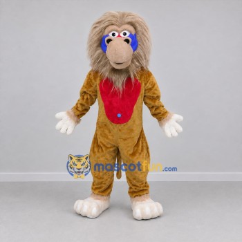 Custom Brown and Blue Mandrill Mascot Costume Adult Full Body Suit for Zoo Events