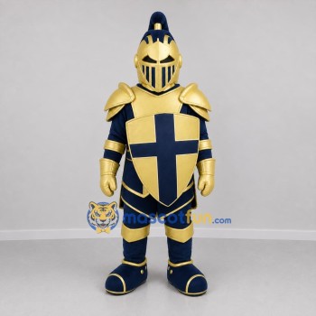 Custom Gold and Blue Knight Mascot Costume Adult Full Body Suit for Medieval Festivals