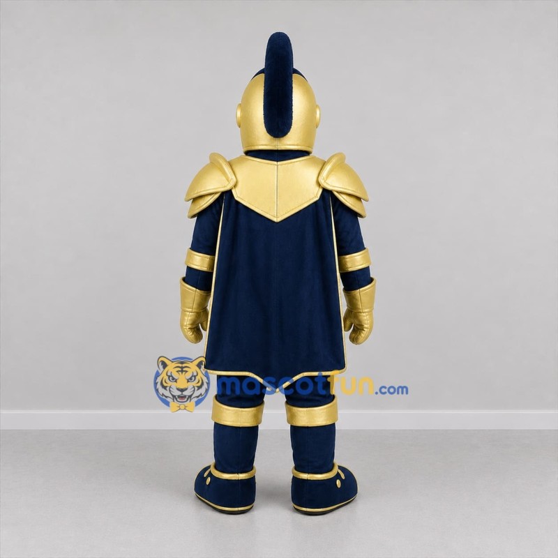 Custom Gold and Blue Knight Mascot Costume Adult Full Body Suit for Medieval Festivals