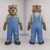 Custom Brown and Blue Farmer Bear Mascot Costume Adult Full Body Suit for Farm Events
