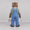 Custom Brown and Blue Farmer Bear Mascot Costume Adult Full Body Suit for Farm Events