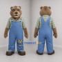Custom Brown and Blue Farmer Bear Mascot Costume Adult Full Body Suit for Farm Events