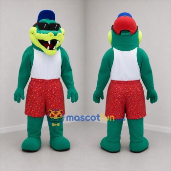 Custom Green and Red Crocodile Mascot Costume Adult Full Body Suit for Summer Events