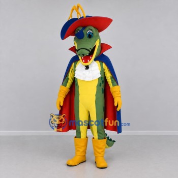 Custom Green and Blue Pirate Crocodile Mascot Costume Adult Full Body Suit for Pirate Parties
